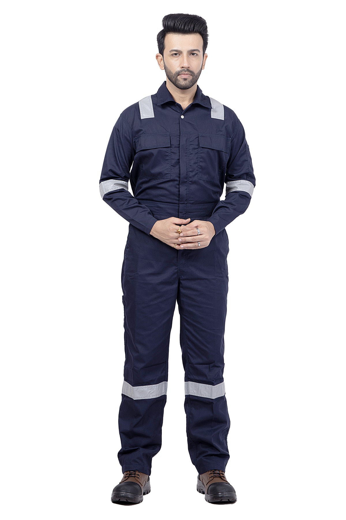 Safety Coverall 240 GSM 100% Cotton Boiler Suit with Reflective Tape