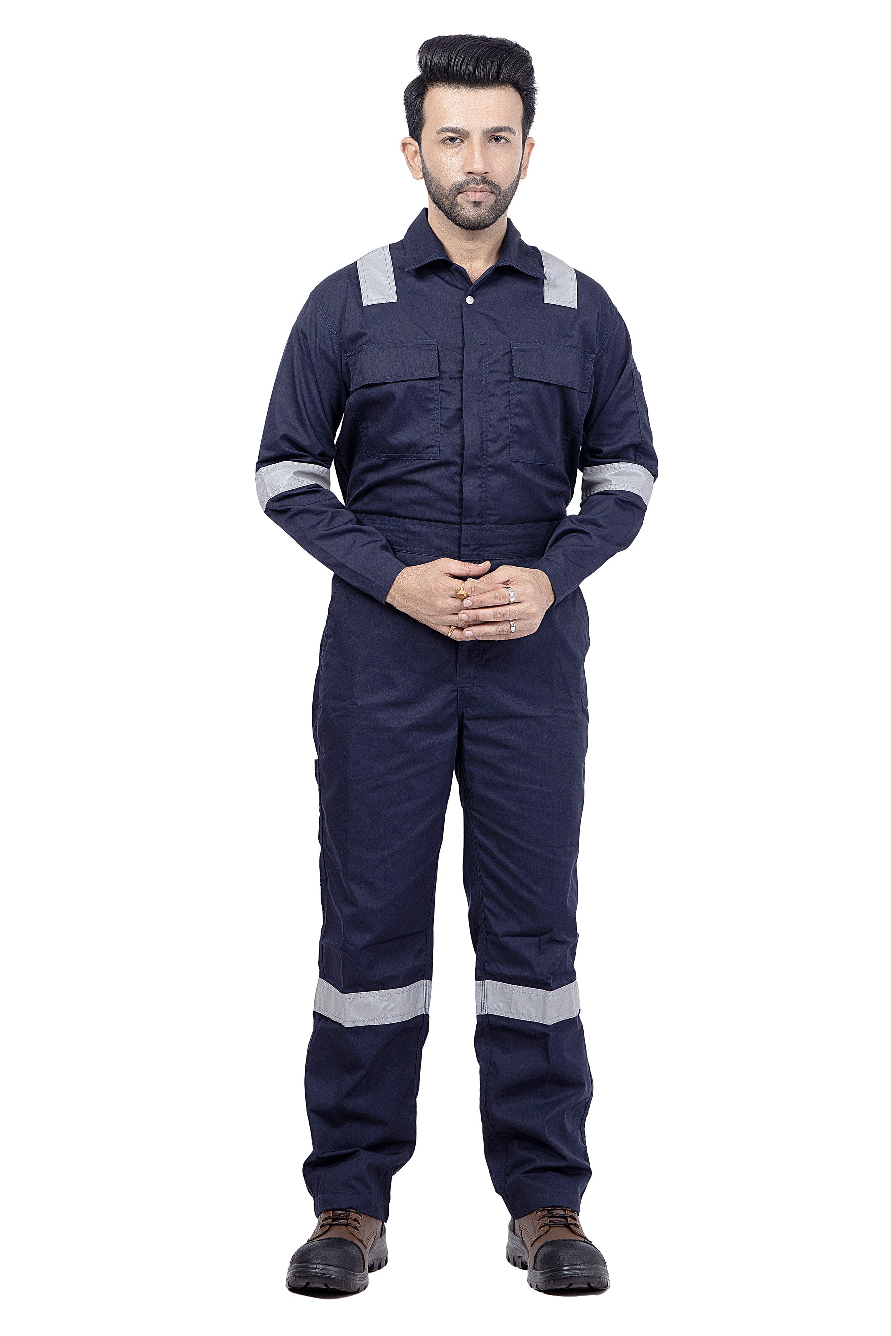 Safety Coverall 240 GSM 100% Cotton Boiler Suit with Reflective Tape