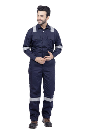 Safety Coverall 240 GSM 100% Cotton Boiler Suit with Reflective Tape