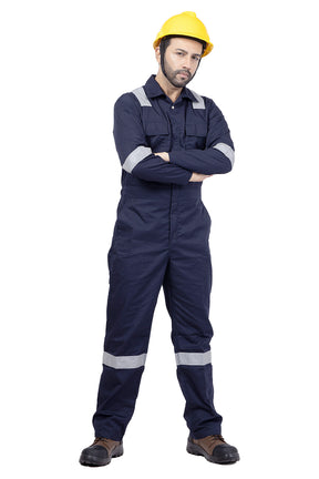 Safety Coverall 240 GSM 100% Cotton Boiler Suit with Reflective Tape